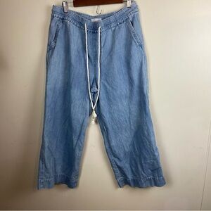 LOFT Women’s Linen Cotton Blend Wide Leg Coastal Cropped Pants Capris Size Large